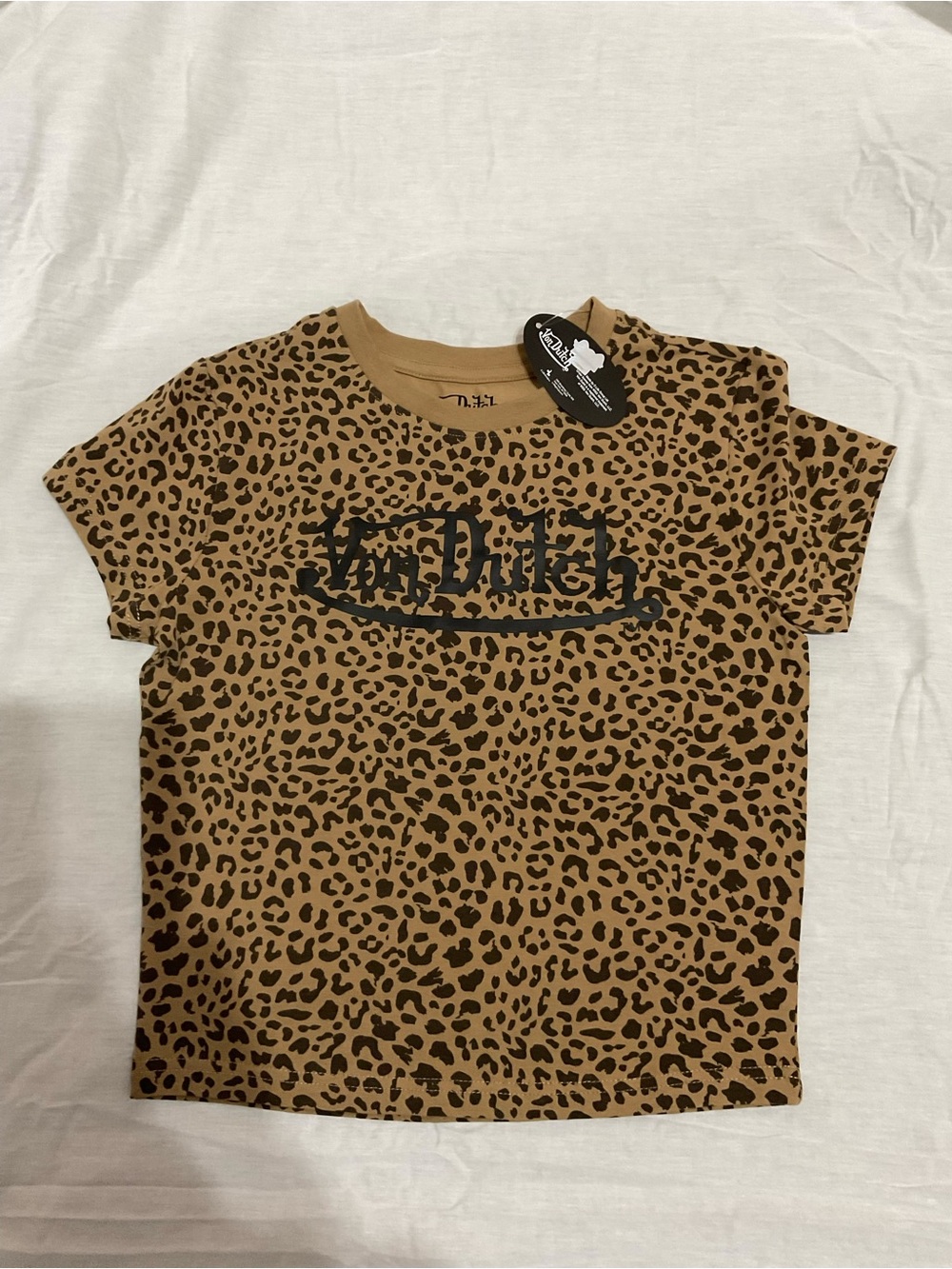 Von Dutch Leopard Print Logo T-Shirt